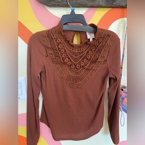 Boho long sleeve high neck top